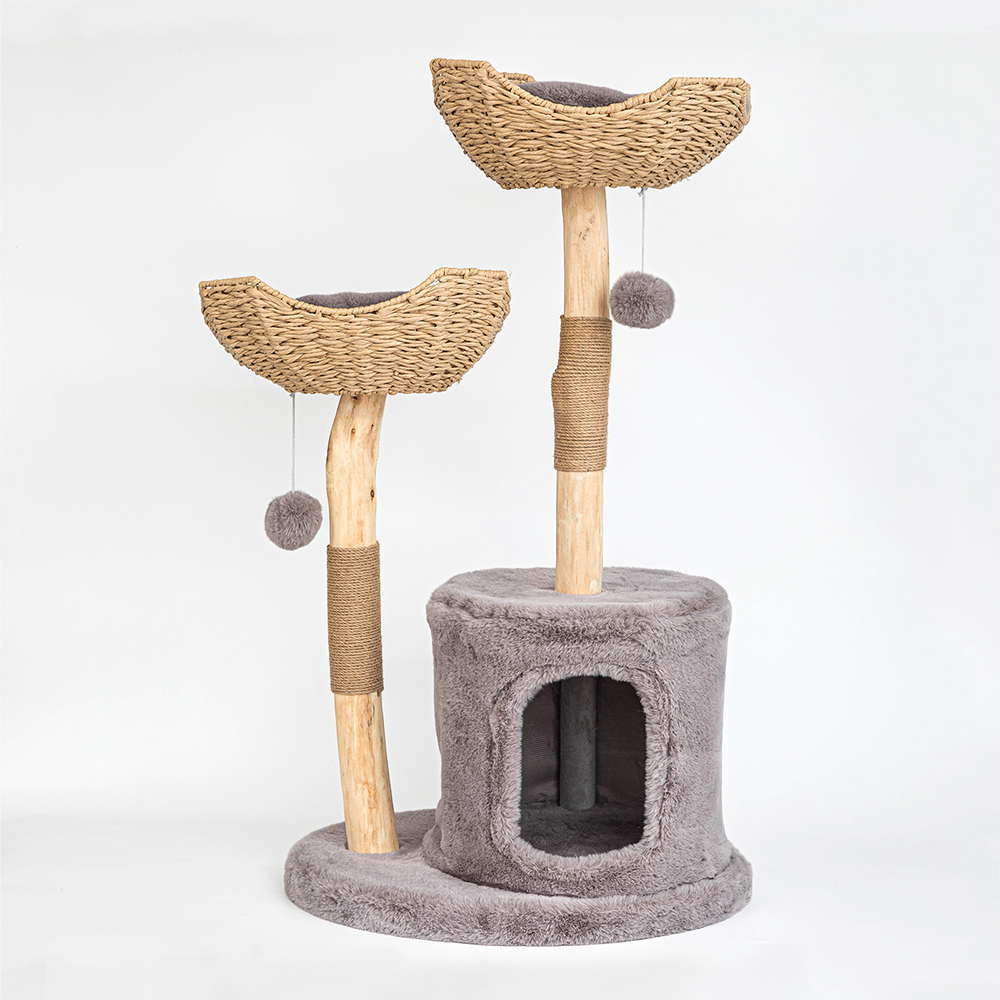 Modern Cat Tree for Indoor Cats Large Adult,Wooden Cat Tower for Large Cats with Scratching Post,Luxury Cat Condo