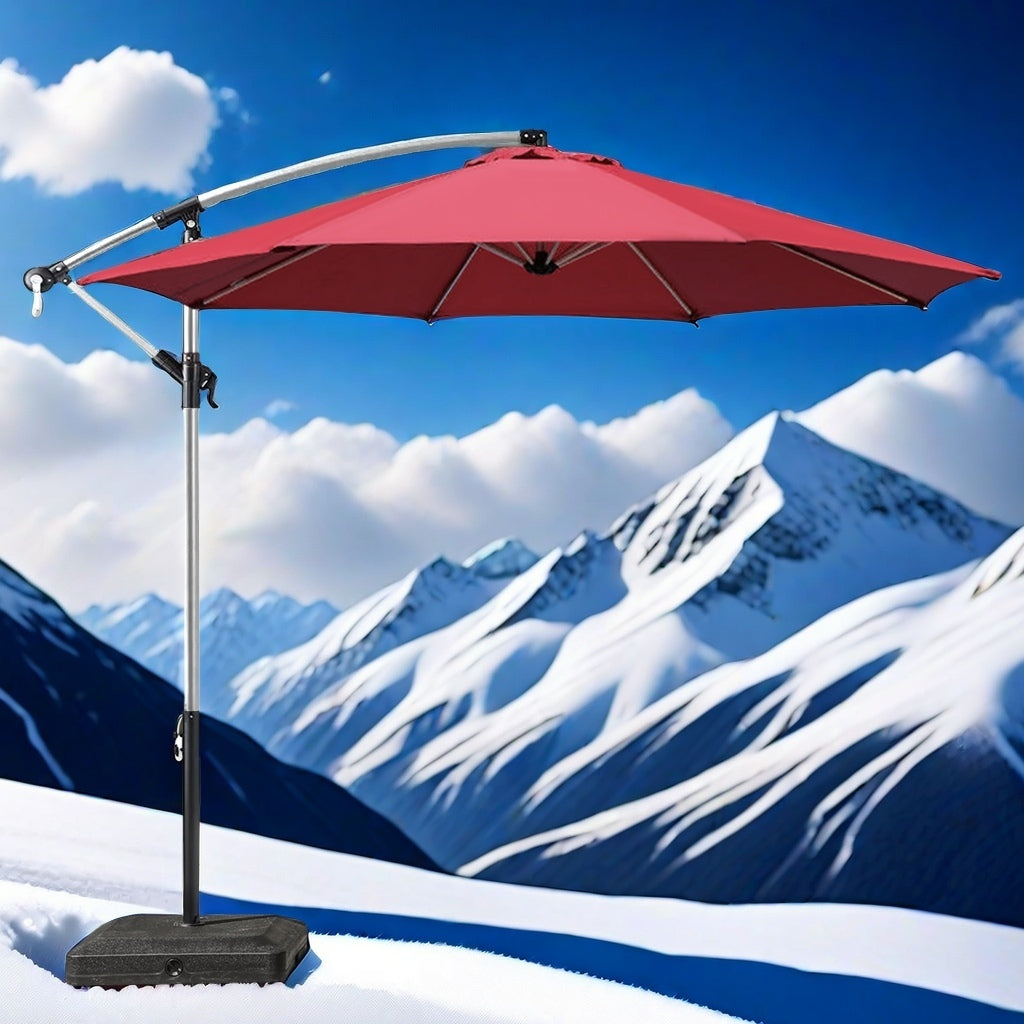 2.7/3M Banana Parasol™ Cantilever Umbrella Crank, Tilt and Cross Brace, Olefin Fabric with Lights