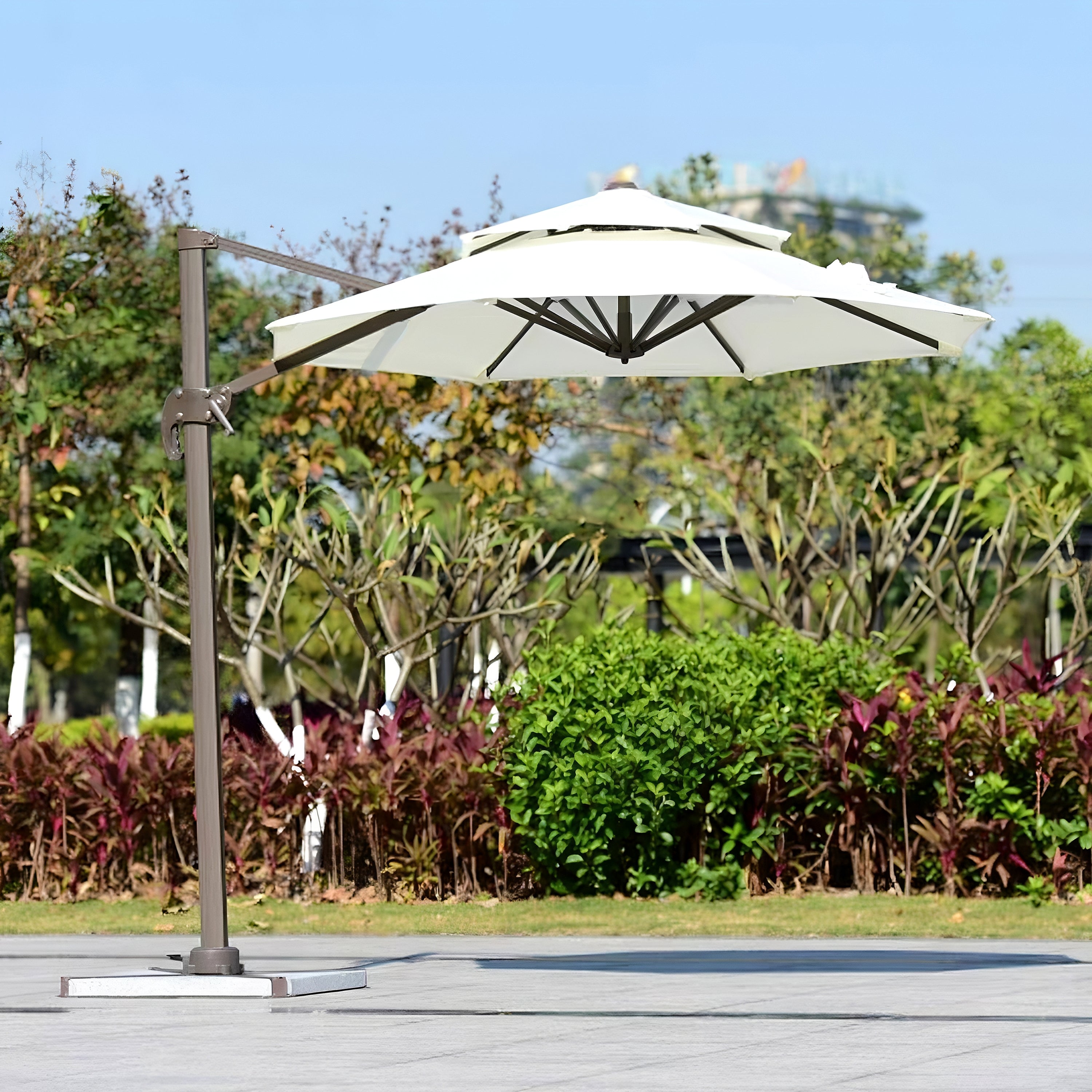 3M Roma Umbrella Sunshade Cantilever Hanging Parasol 360° Rotating,Beige