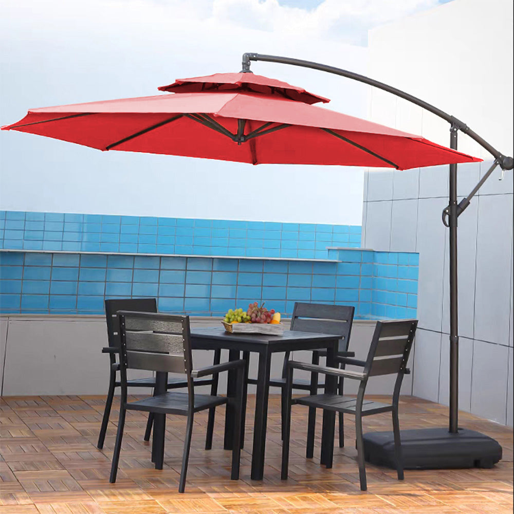 2.7/3M Banana Parasol™ Cantilever Umbrella Crank, Tilt and Cross Brace, Olefin Fabric with Lights